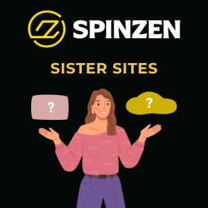 Spinzen logo above a smartphone with coins and slot machine icons, with the word “App” on a dark background.